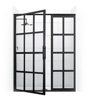 Modern Black Framed Glass Door PNG image