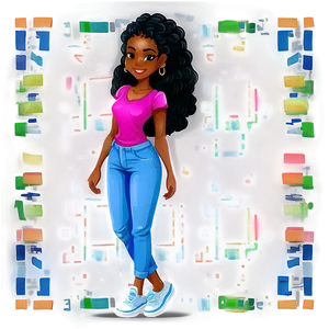 Modern Black Girl Cartoon Png 46 PNG image