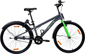 Modern Black Green Urban Bicycle PNG image