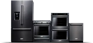 Modern Black Kitchen Appliances Set PNG image