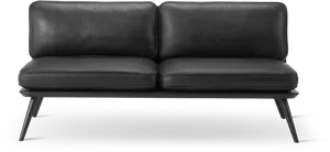 Modern Black Leather Couch PNG image