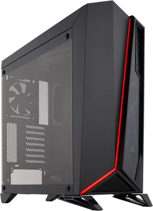 Modern Black Red Gaming P C Case PNG image