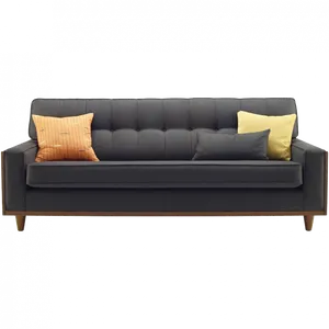 Modern Black Sofa With Cushions PNG image