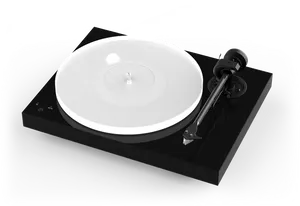Modern Black Turntablewith White Vinyl PNG