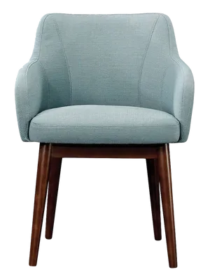 Modern Blue Armchair Wooden Legs PNG image