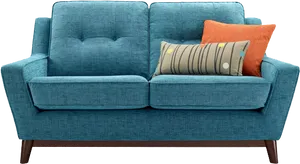 Modern Blue Loveseat With Cushions.jpg PNG image