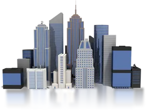 Modern City Skyline Rendering PNG image