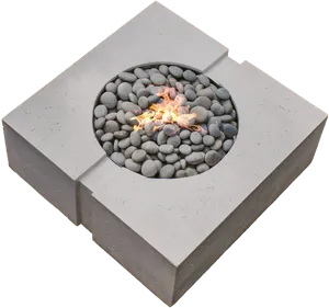 Modern Cobblestone Fire Pit Design PNG image