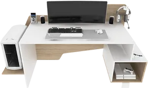 Modern Computer Desk Setup PNG image