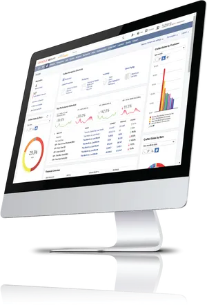 Modern Computer Monitor Displaying Financial Dashboard PNG image