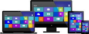 Modern Devices Featuring Tile Interface PNG image