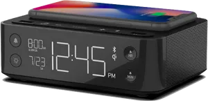 Modern Digital Alarm Clockwith Wireless Charging PNG