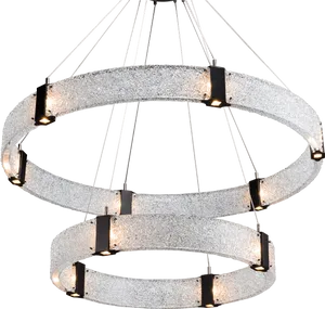 Modern Double Ring Crystal Chandelier PNG image