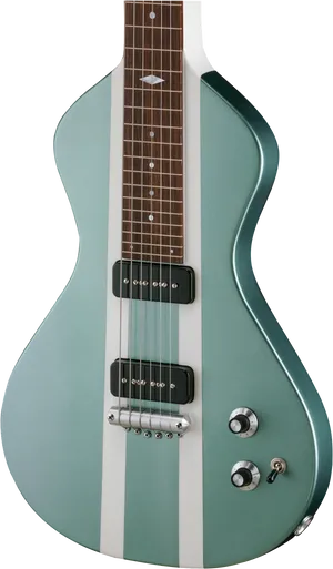 Modern Electric Guitar Green White Stripes PNG