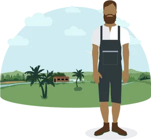 Modern Farmer Standing In Field PNG image