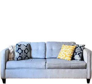 Modern Gray Sofawith Decorative Pillows PNG image