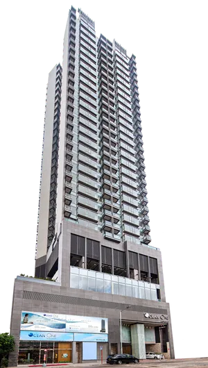 Modern High Rise Apartment Building Night PNG image