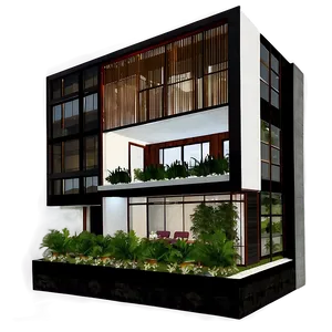 Modern House With Indoor Garden Png Ios PNG image