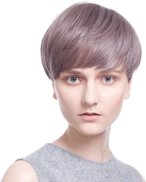 Modern Lavender Bangs Hairstyle PNG image