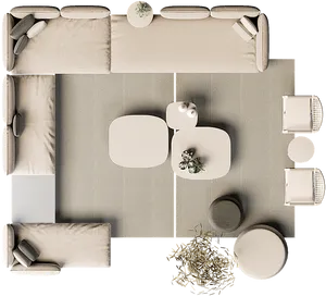 Modern Living Room Top View PNG image