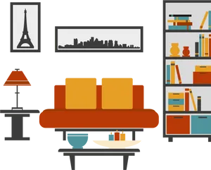 Modern Living Room Vector Illustration PNG image
