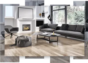 Modern Living Roomwith Wood Flooring PNG image