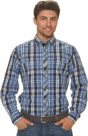 Modern Mens Hairstyle Plaid Shirt
