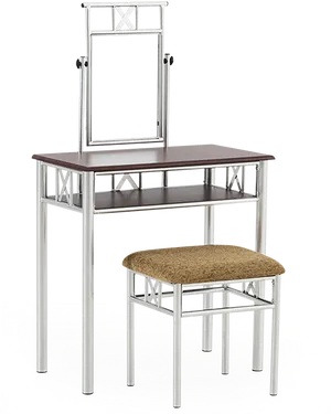Modern Metal Dressing Table With Stool PNG image
