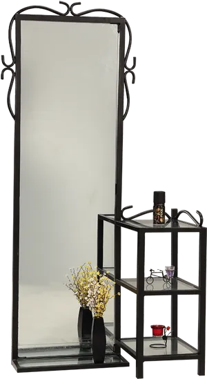 Modern Metal Dressing Tablewith Mirror PNG