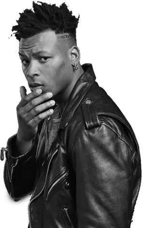 Modern Mohawk Hairstyle Man Leather Jacket