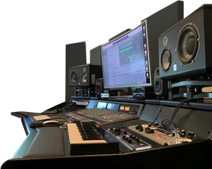 Modern Music Production Studio Setup PNG image