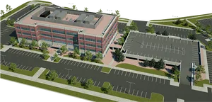 Modern Office Building Aerial View PNG image