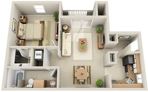 Modern One Bedroom Apartment Layout PNG image