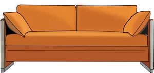 Modern Orange Couch Illustration PNG image
