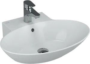 Modern Oval Bathroom Sink With Faucet PNG image