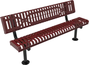 Modern Red Metal Park Bench PNG image