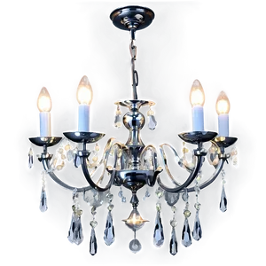 Modern Silver Chandelier PNG Awq