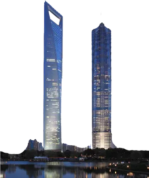 Modern Skyscrapers Night View PNG image