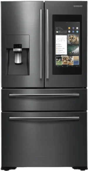 Modern Smart Refrigeratorwith Screenand Water Dispenser PNG image