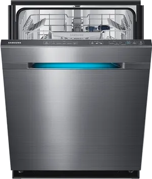 Modern Stainless Steel Dishwasher PNG image