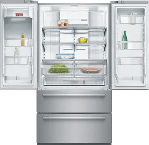 Modern Stainless Steel Refrigerator PNG image