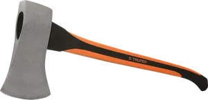 Modern Steel Axe Orange Black Handle PNG image