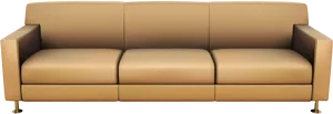 Modern Tan Leather Sofa PNG image