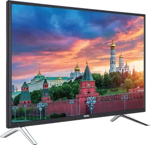 Modern Television Displaying Historic Castle