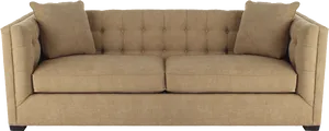 Modern Tufted Tan Sofa PNG image