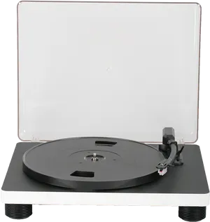 Modern Turntablewith Clear Dust Cover PNG image