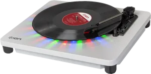 Modern Turntablewith Colorful Lights PNG image