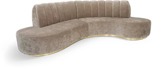 Modern Velvet Curved Couchwith Gold Trim PNG image