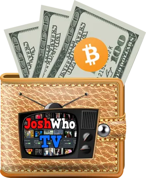 Modern Walletwith Cash Bitcoinand T V Streaming PNG