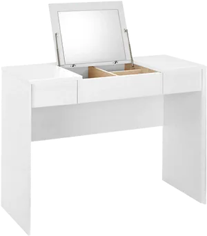 Modern White Dressing Table With Mirror PNG image